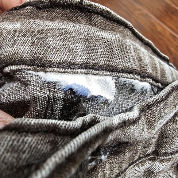 Diane Gilman DG2 Rhinestone-Embellished Distressed Brown Denim Jeans W Cuff - Picture 4 of 5